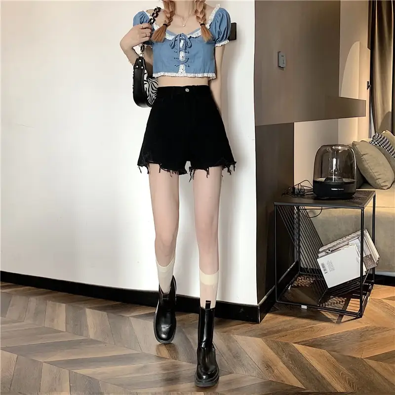 Black Ripped High Waist Denim Shorts for Women 2026 — feature 23