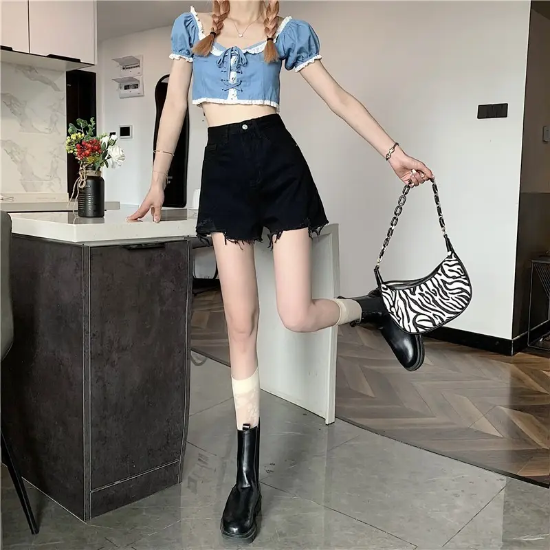 Black Ripped High Waist Denim Shorts for Women 2026 — feature 24