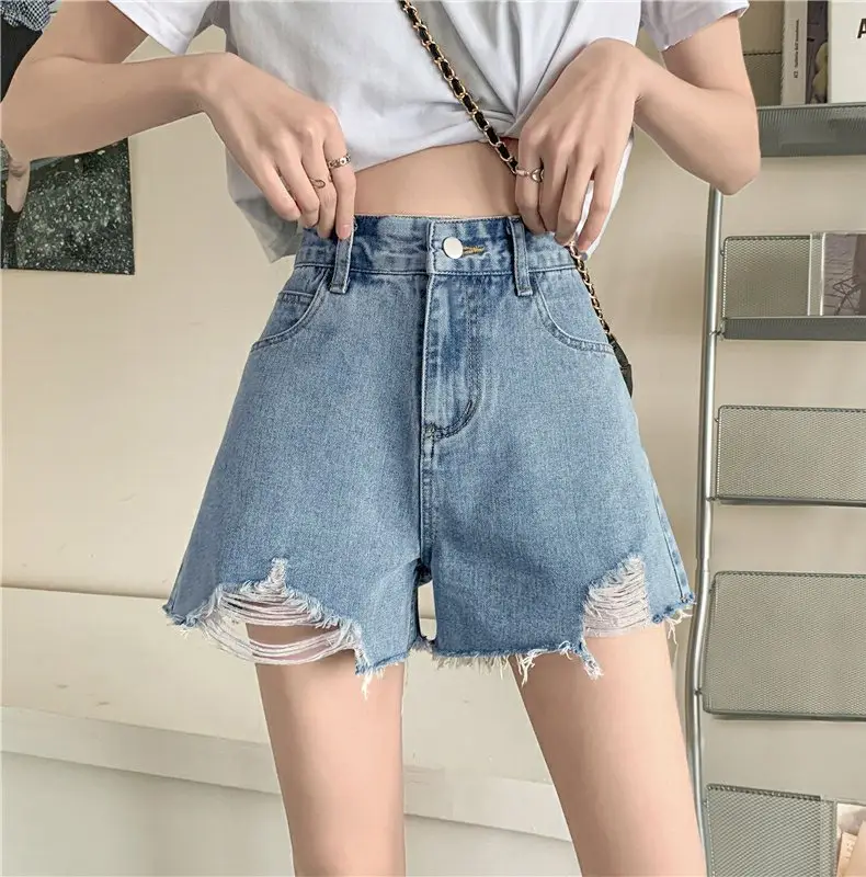 Black Ripped High Waist Denim Shorts for Women 2026 - Image 3