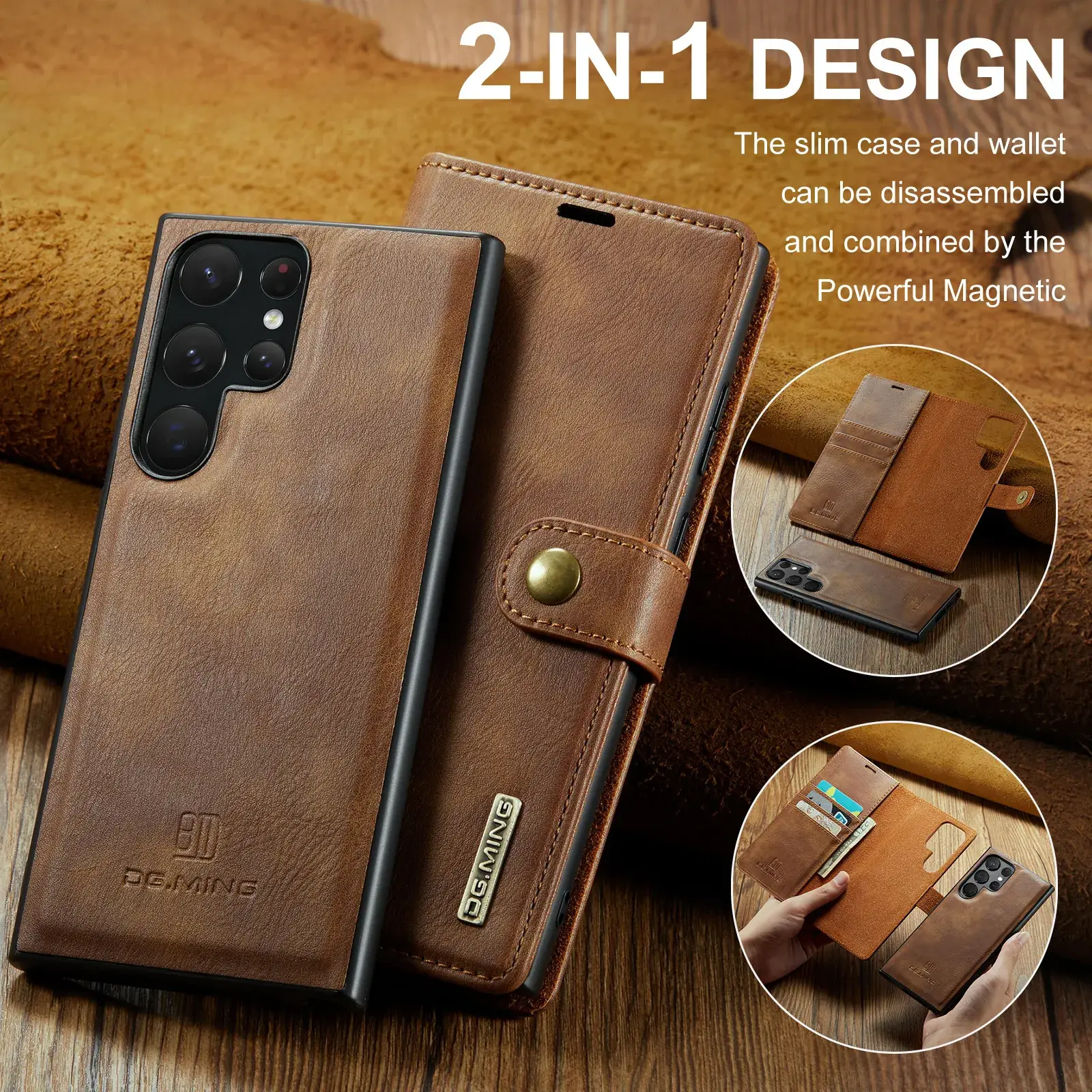 Blue Leather 2-in-1 Phone Case for Samsung S23 Ultra - Image 6