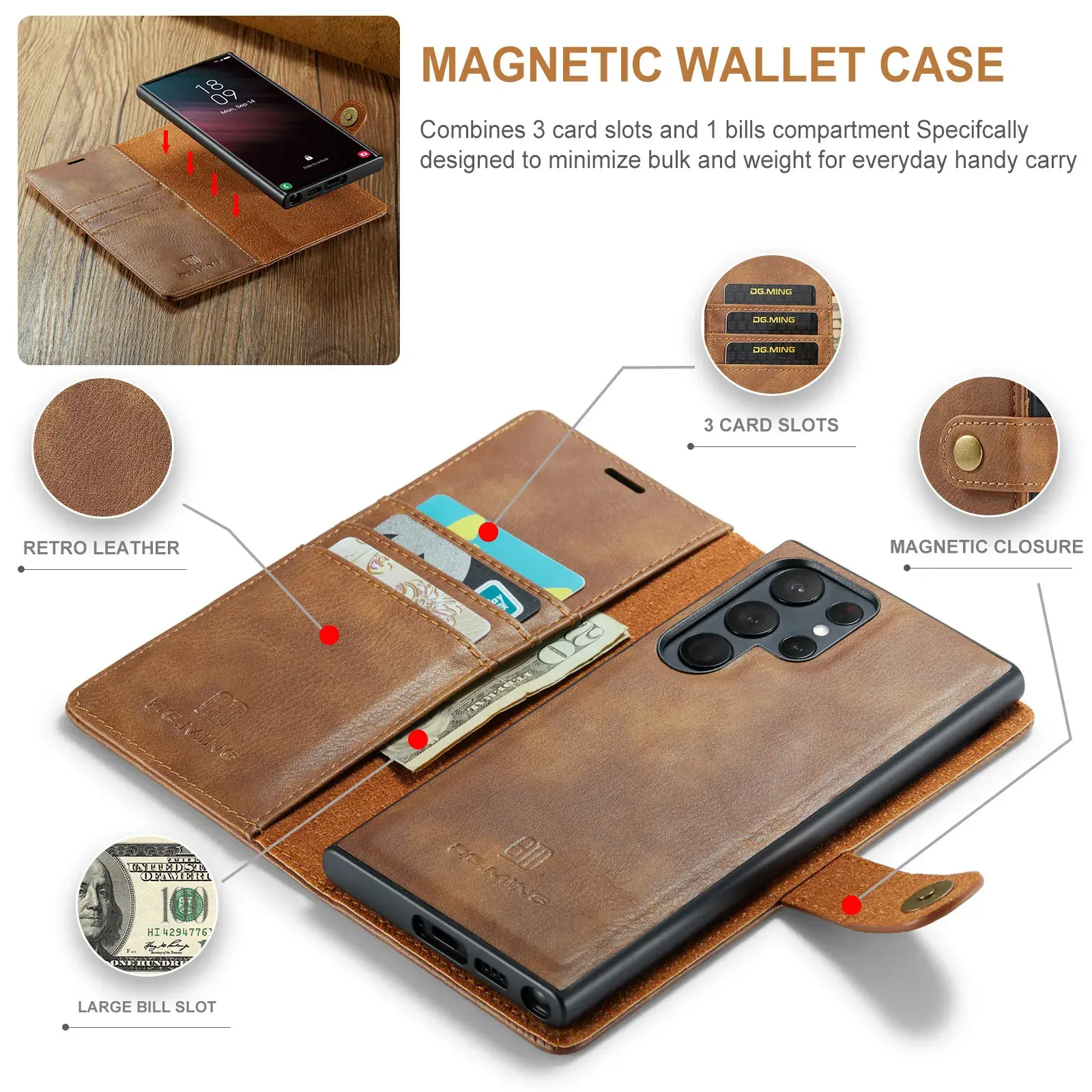 Blue Leather 2-in-1 Phone Case for Samsung S23 Ultra - Image 9