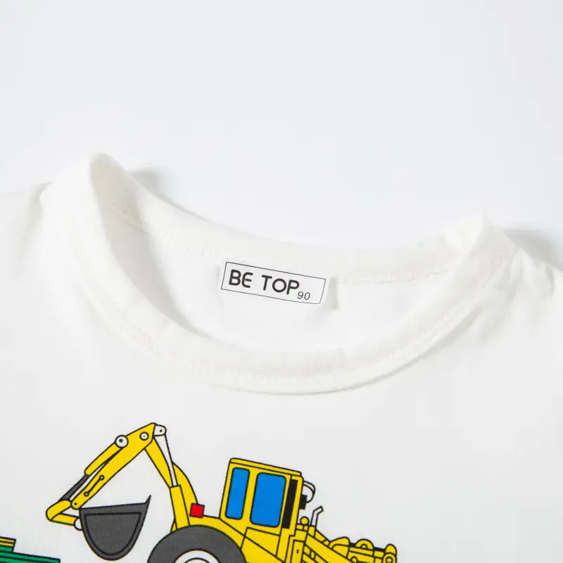 Kids Construction T-Shirt White Cotton Short Sleeve - Image 5