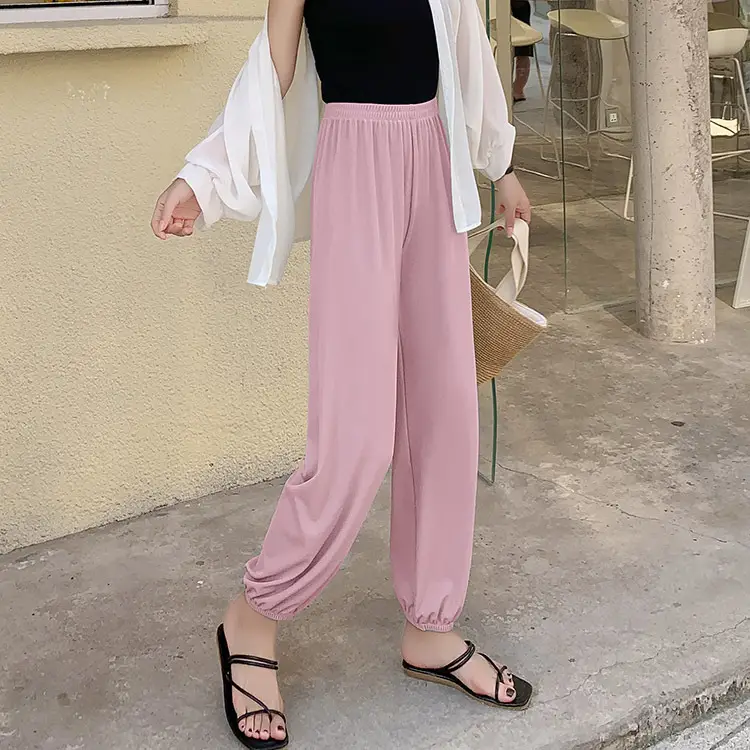 Women's Pink Carrot Leg Harem Pants Large - Image 3