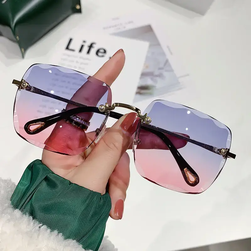 Square Frame Sunglasses Women Pink Gradient Travel Driving - Image 6
