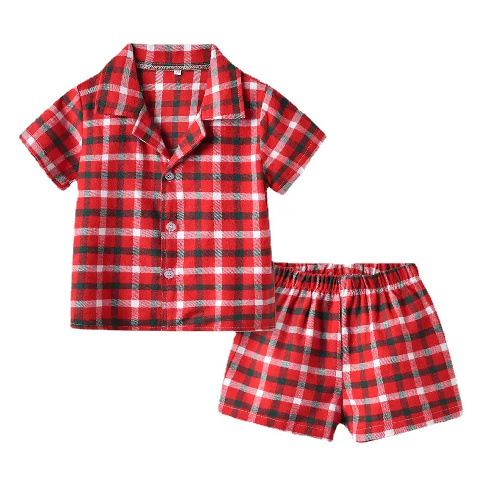 New Pajamas Set 2025 Plaid Shorts Kids - Image 14