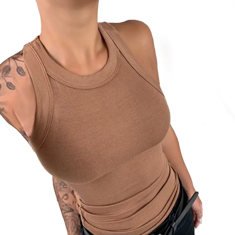 Feminine Round Neck Printed Vest Multi Color Summer Wear - Image 9
