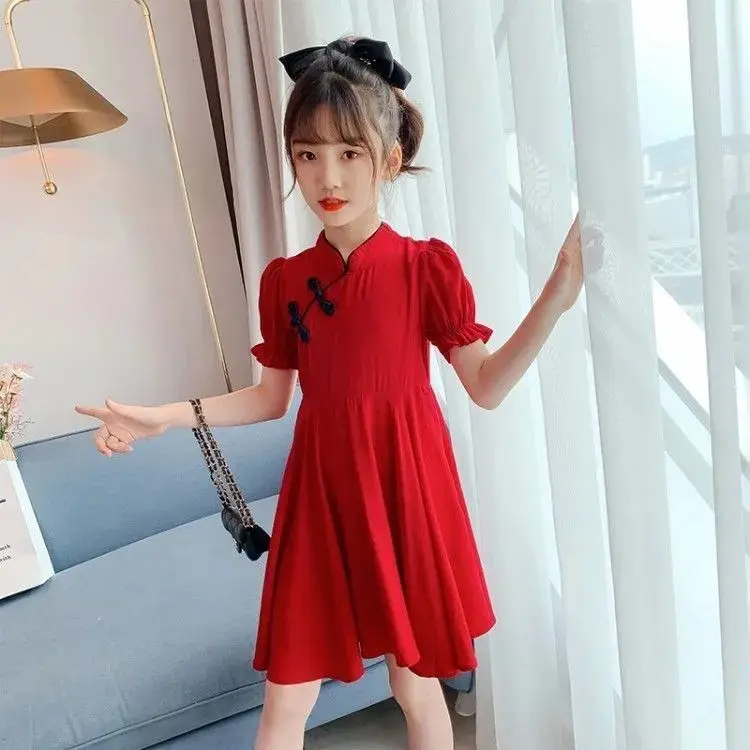 Girls Red Skirt Dress Summer Wear Middle School - Image 2