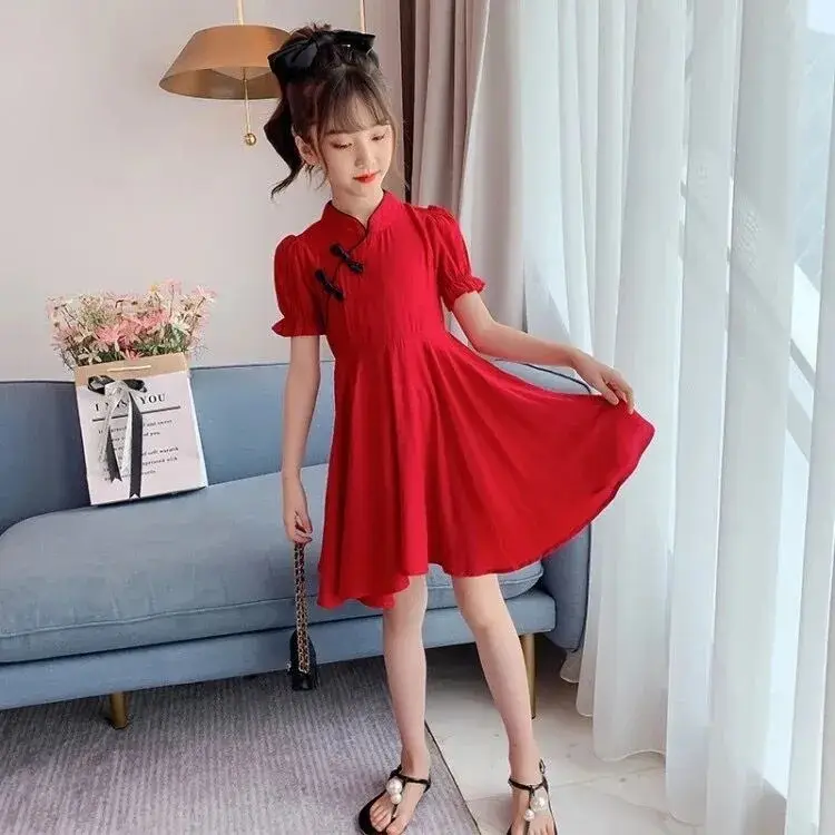 Girls Red Skirt Dress Summer Wear Middle School - Image 3