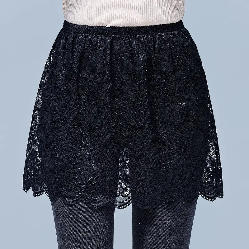 Black Lace Butt Covering Sweater Hem Dress