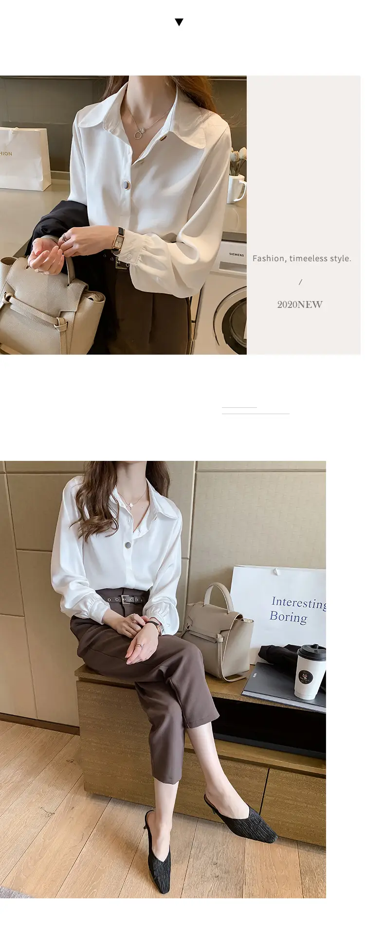Women's White Long-Sleeve Pullover Shirt Plus Size 2025 — feature 9