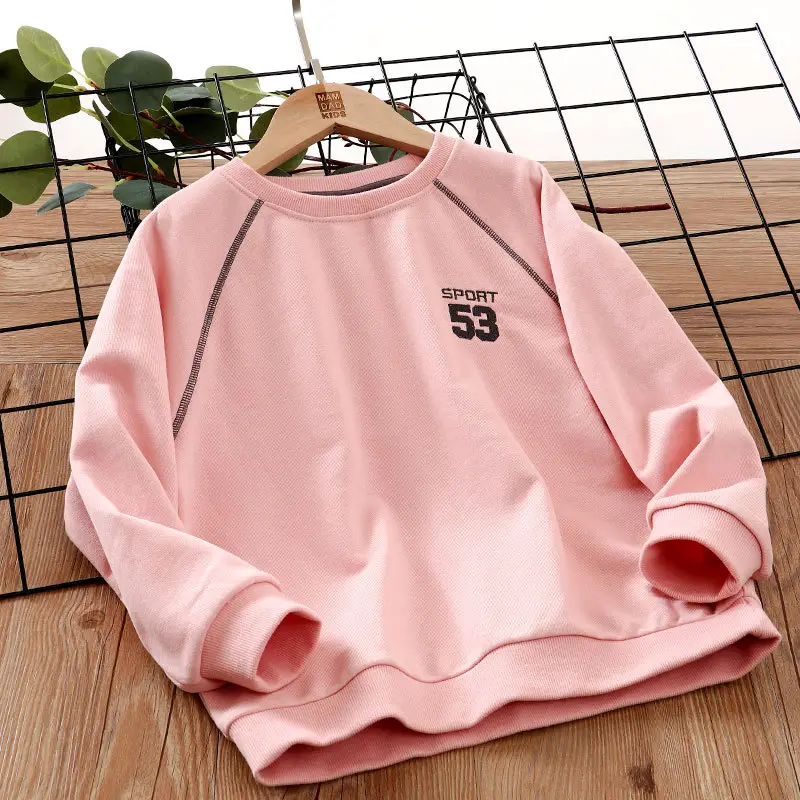 Pink Korean Style Round Neck Sweatshirt for Kids 2022 - Image 3
