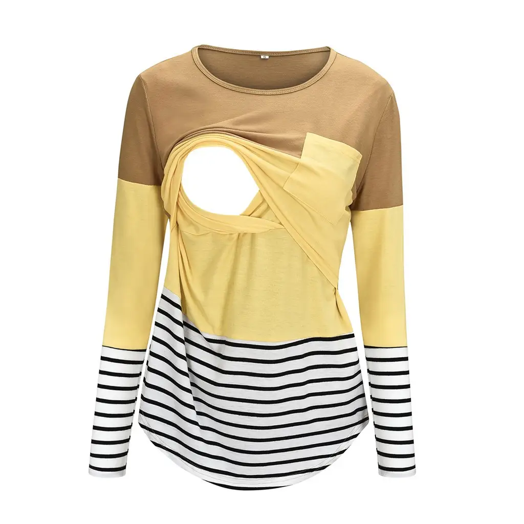 2022 Spring T-shirt with Stitching Pocket & Striped Bottom - Image 7