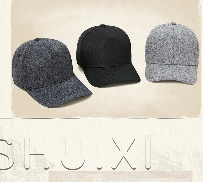 Men Wool Blend Baseball Cap 19cm Thickened Warm Winter Sun Hat — feature 15