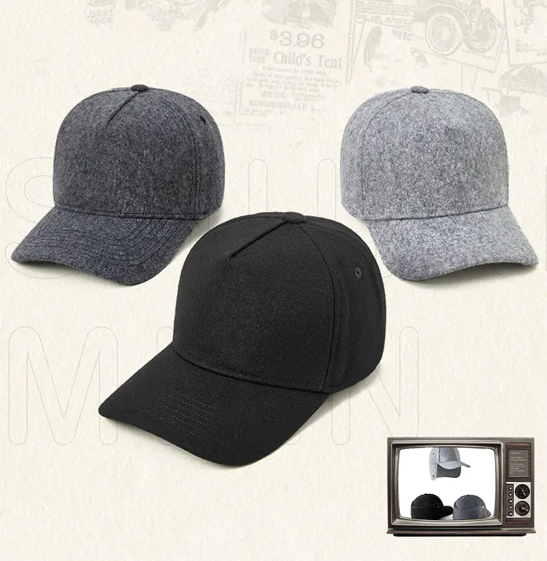 Men Wool Blend Baseball Cap 19cm Thickened Warm Winter Sun Hat — feature 17
