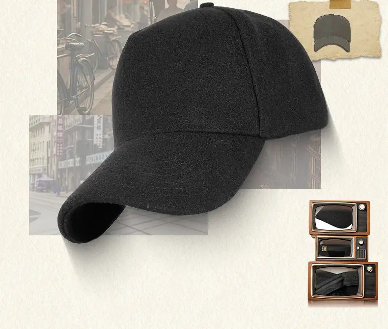Men Wool Blend Baseball Cap 19cm Thickened Warm Winter Sun Hat — feature 2