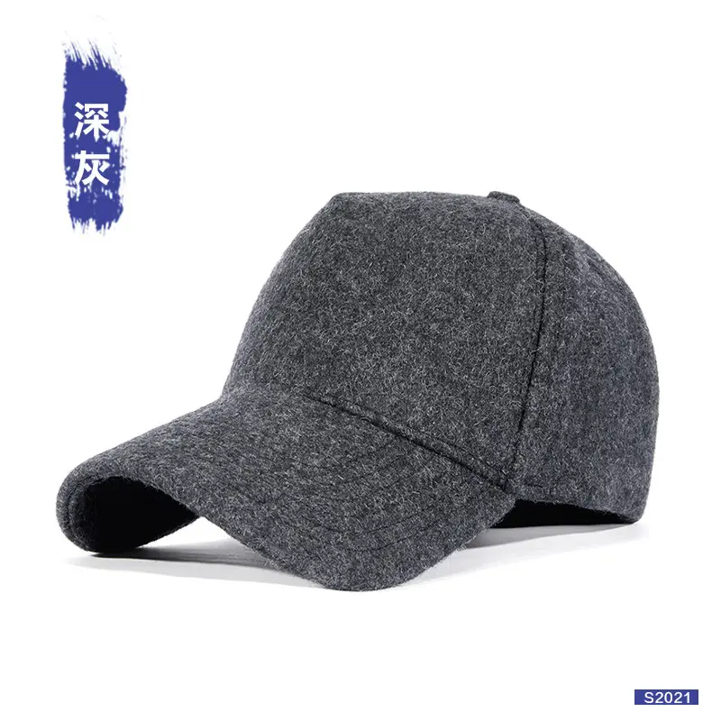 Men Wool Blend Baseball Cap 19cm Thickened Warm Winter Sun Hat