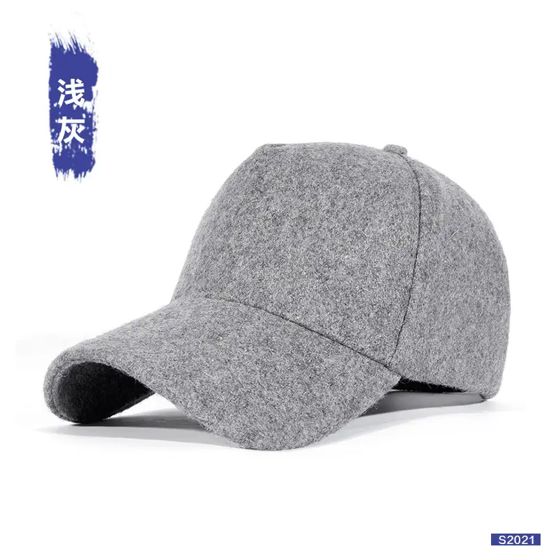 Men Wool Blend Baseball Cap 19cm Thickened Warm Winter Sun Hat