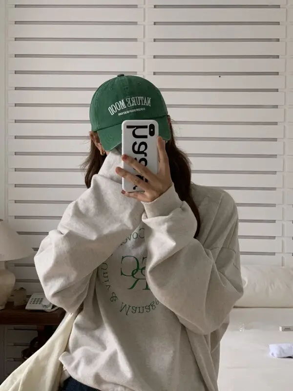 Women Green Washed Letter Peaked Cap 2024 Spring Korean Style