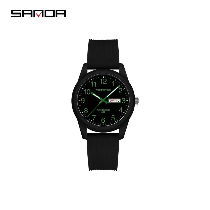 6090 double calendar black and green for women