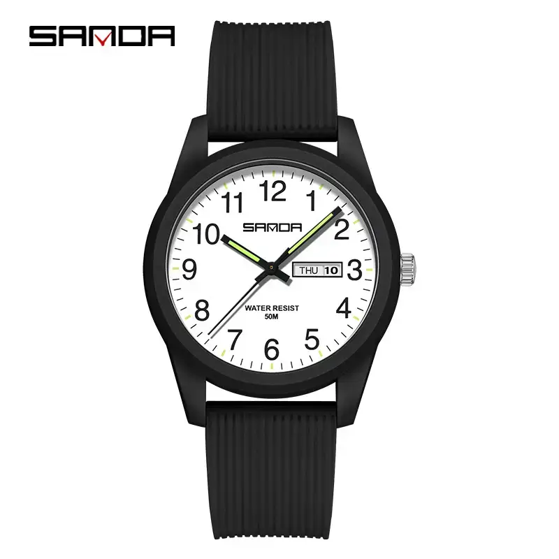 6091 double calendar black and white for men