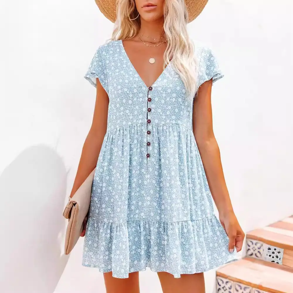 2024 Floral V-Neck Shorts Dress for Women - Image 9