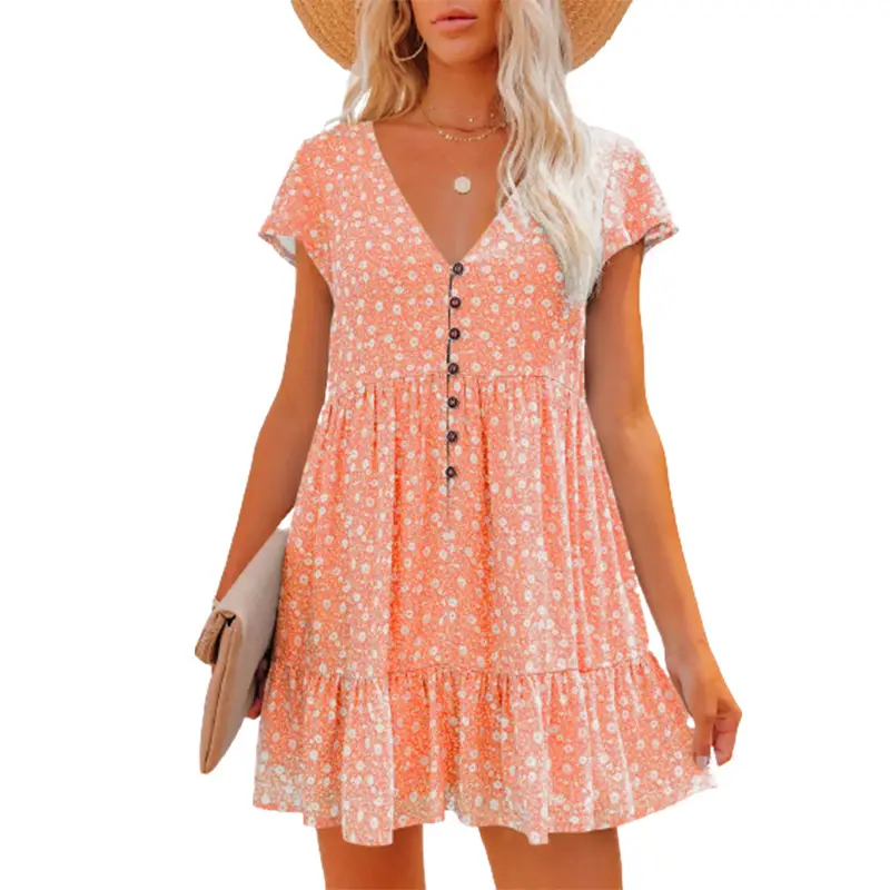 2024 Floral V-Neck Shorts Dress for Women - Image 10