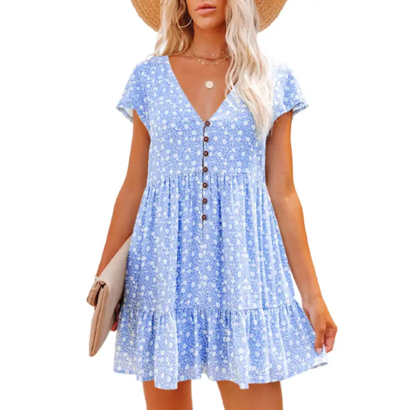 2024 Floral V-Neck Shorts Dress for Women - Image 11