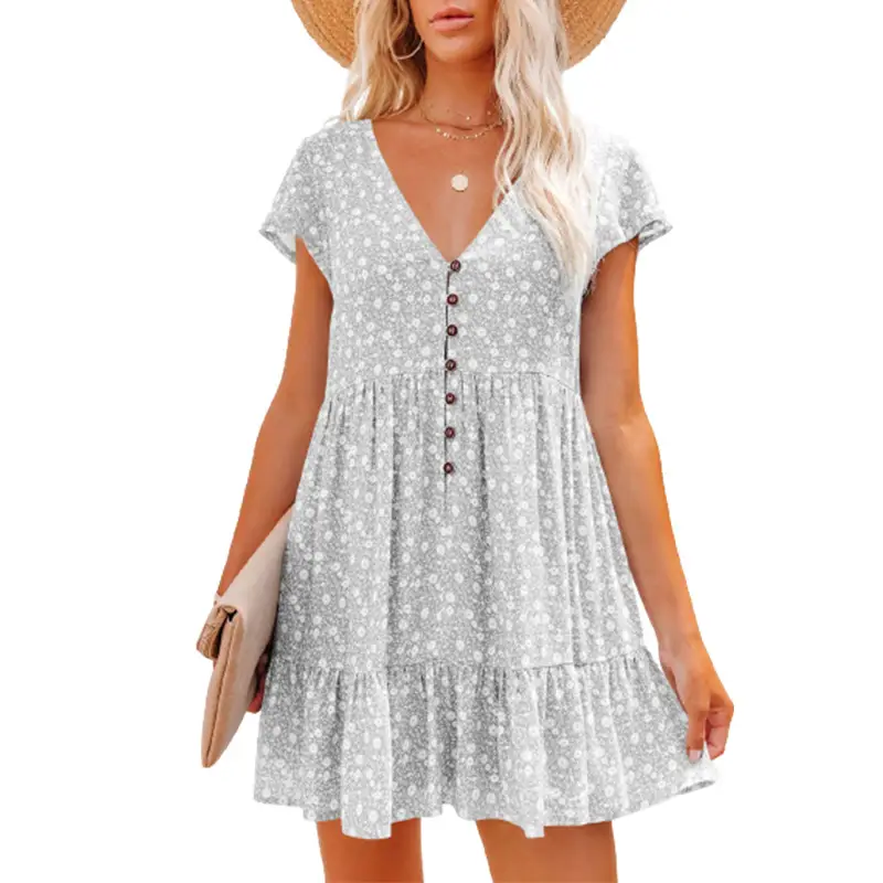 2024 Floral V-Neck Shorts Dress for Women - Image 4