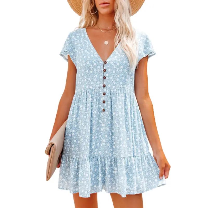 2024 Floral V-Neck Shorts Dress for Women - Image 6