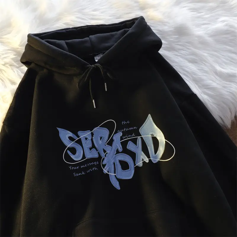 White Korean Style Fleece Hooded Sweatshirt for Women