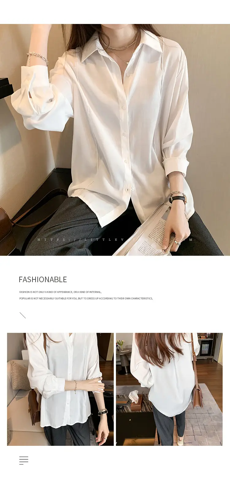 Women's Beige Button-Down Shirt with Long Sleeves — feature 13