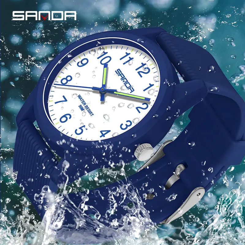 Sanda Cross-Border Couple Watches Waterproof Dual Language Black - Image 38