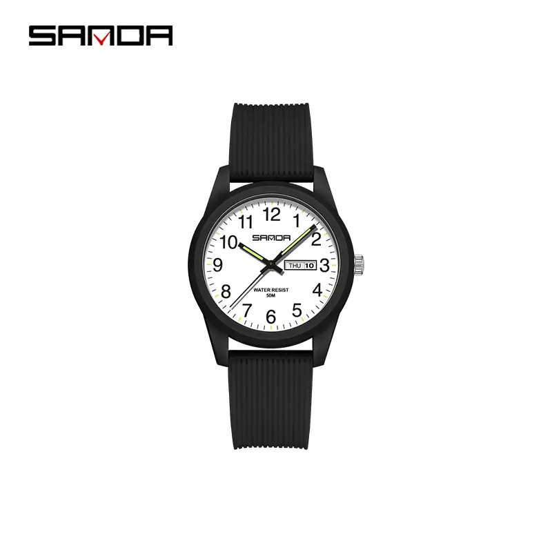 Sanda Cross-Border Couple Watches Waterproof Dual Language Black - Image 19