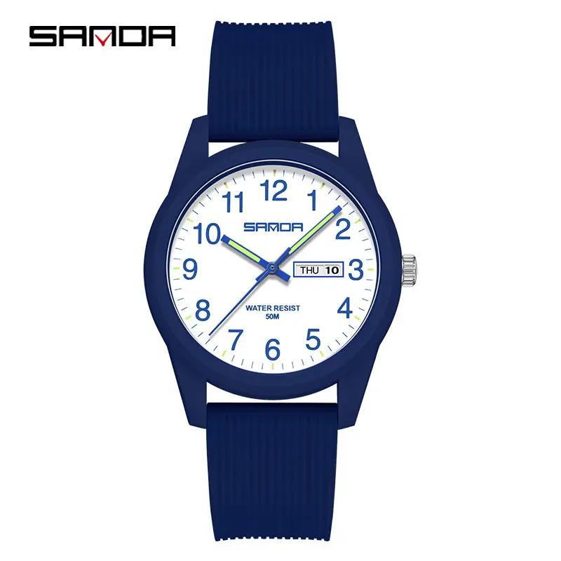 Sanda Cross-Border Couple Watches Waterproof Dual Language Black - Image 33