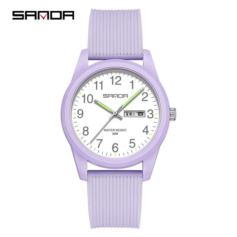 Sanda Cross-Border Couple Watches Waterproof Dual Language Black - Image 34