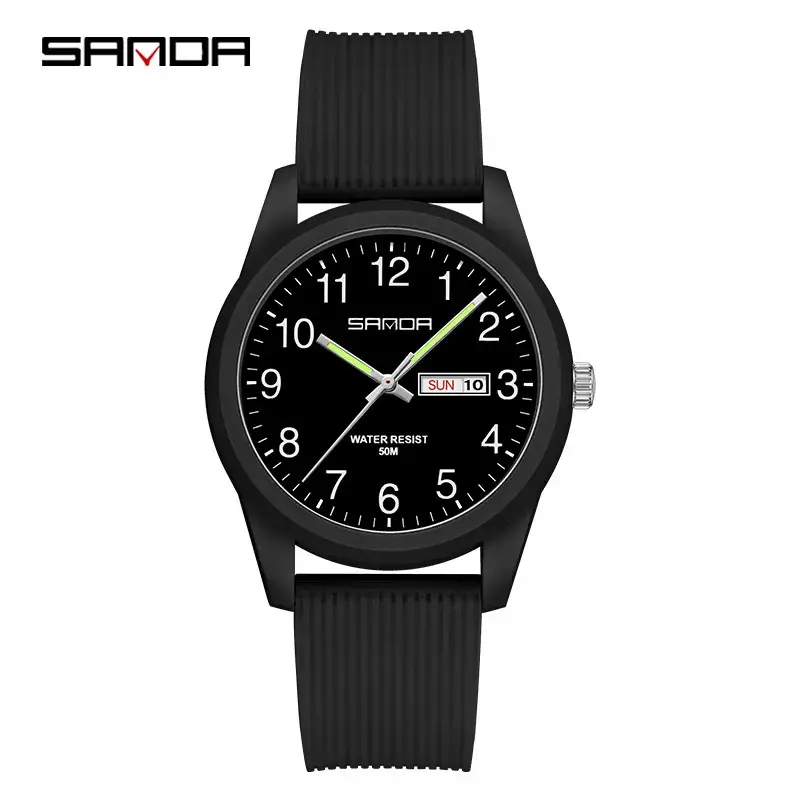Sanda Green Quartz Couple Watch with Calendar - Image 38