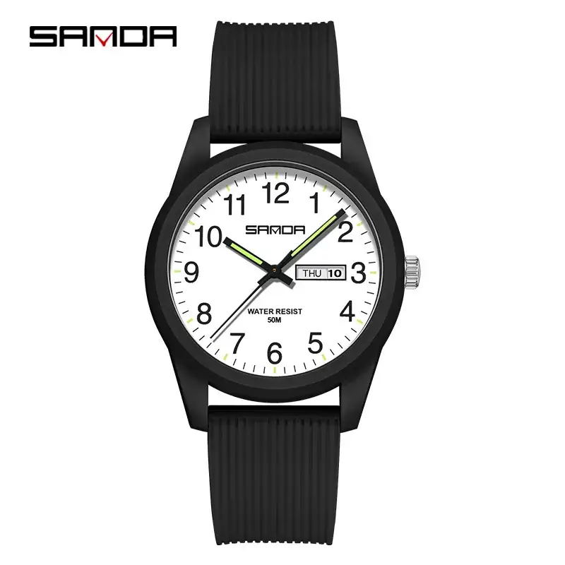 Sanda Green Quartz Couple Watch with Calendar - Image 28