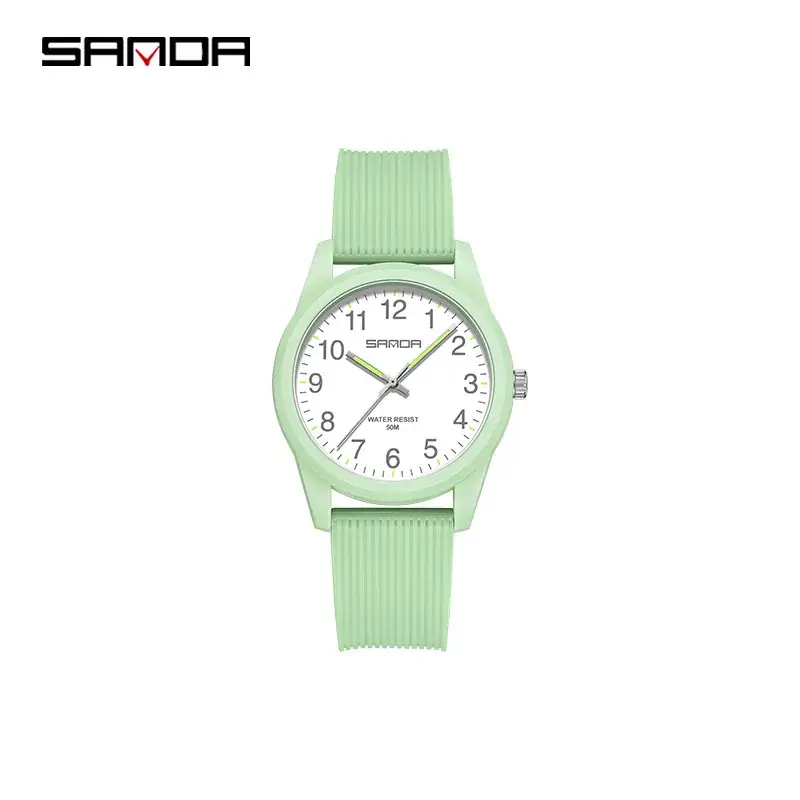 Sanda Green Quartz Couple Watch with Calendar - Image 5