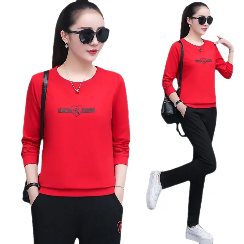 Women's 2021 Black Sweatshirt Track Suit Plus Size Loose Fit - Image 8