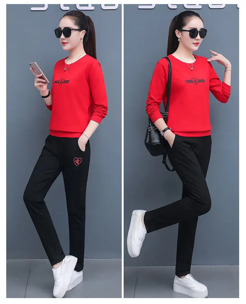 Women's 2021 Black Sweatshirt Track Suit Plus Size Loose Fit — feature 11