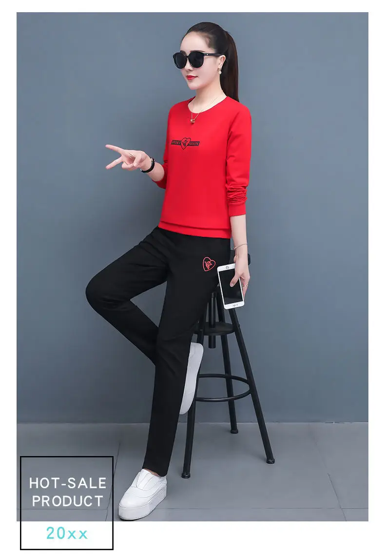 Women's 2021 Black Sweatshirt Track Suit Plus Size Loose Fit — feature 12