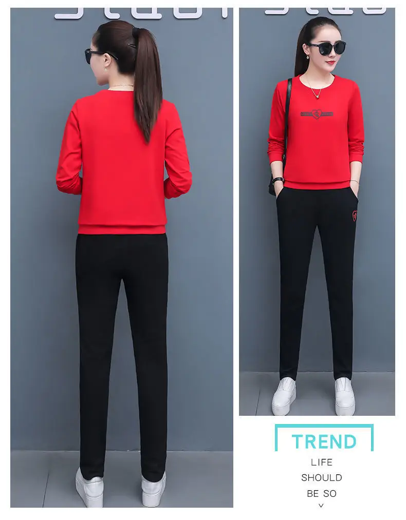 Women's 2021 Black Sweatshirt Track Suit Plus Size Loose Fit — feature 13