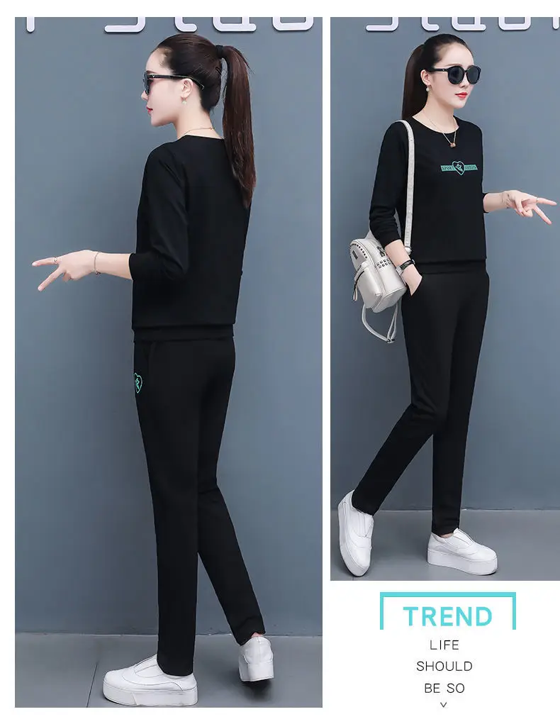 Women's 2021 Black Sweatshirt Track Suit Plus Size Loose Fit — feature 17