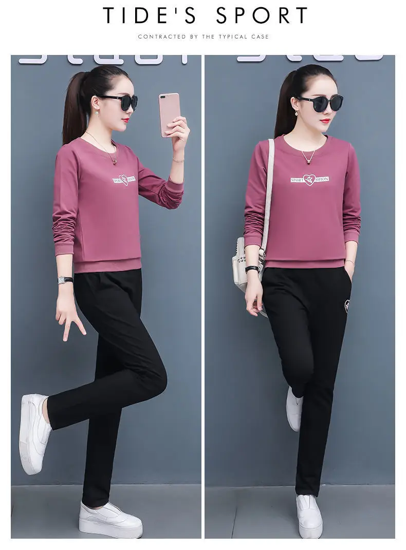 Women's 2021 Black Sweatshirt Track Suit Plus Size Loose Fit — feature 19
