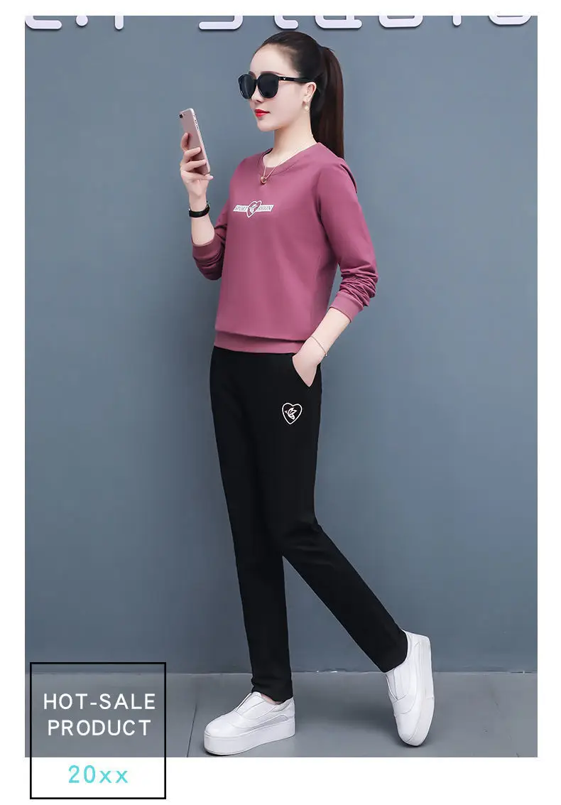 Women's 2021 Black Sweatshirt Track Suit Plus Size Loose Fit — feature 20
