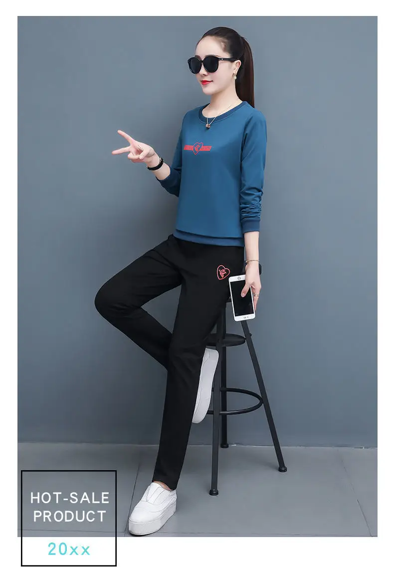 Women's 2021 Black Sweatshirt Track Suit Plus Size Loose Fit — feature 21