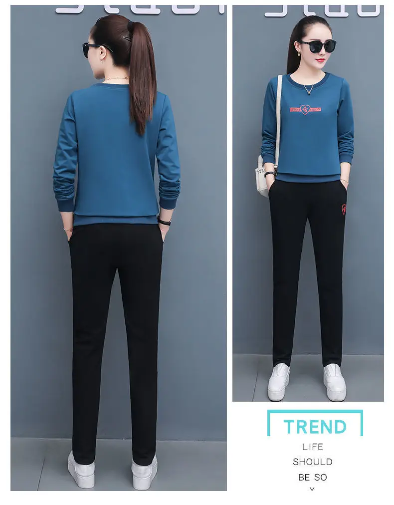 Women's 2021 Black Sweatshirt Track Suit Plus Size Loose Fit — feature 22