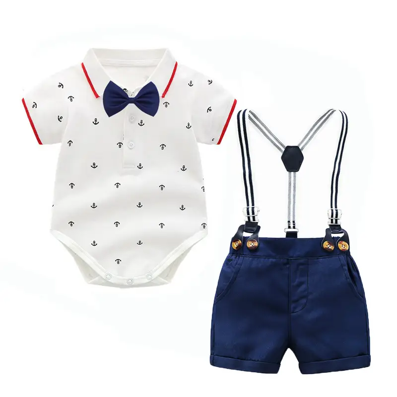 New Boys' Crossbody Suit with Bowtie Shorts Set - Image 3
