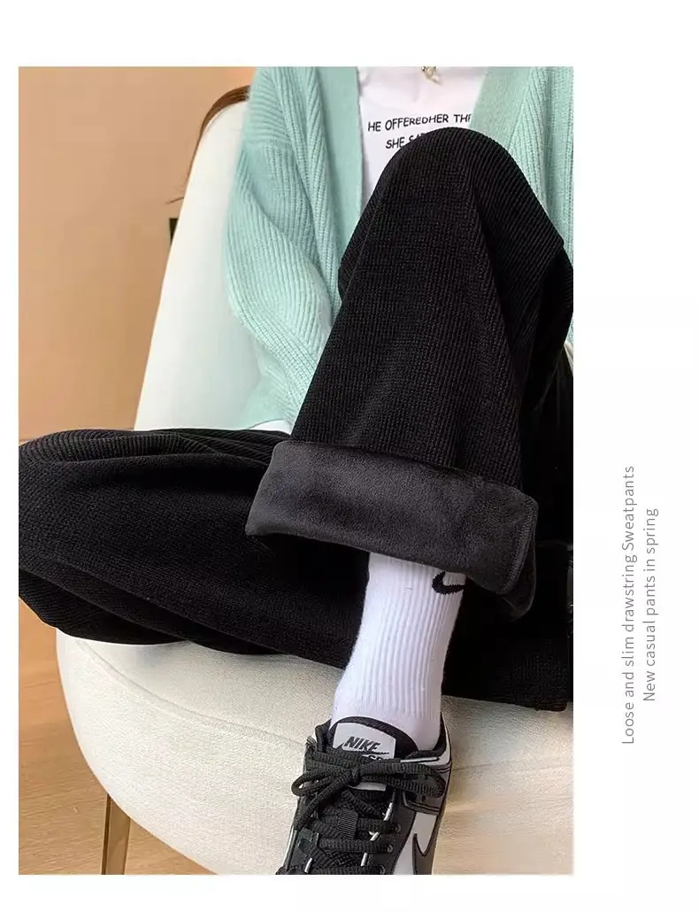 Women Fleece Lined Wide Leg Pants Pink Autumn Winter 2026 — feature 22