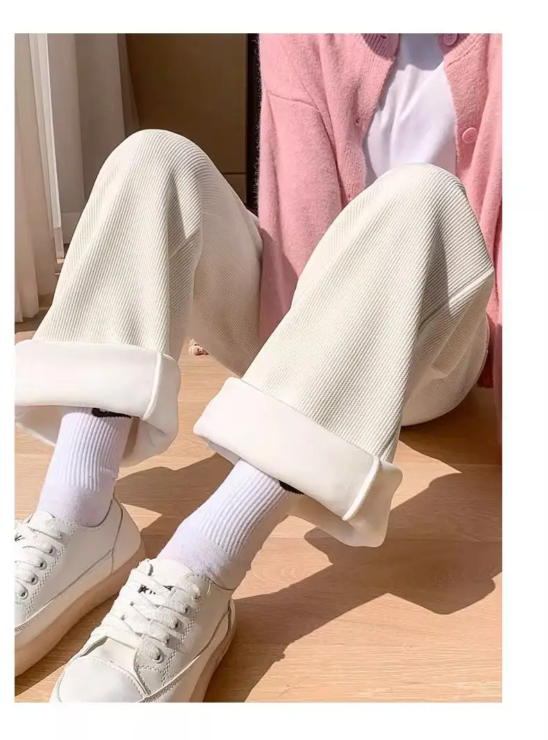 Women Fleece Lined Wide Leg Pants Pink Autumn Winter 2026 — feature 24
